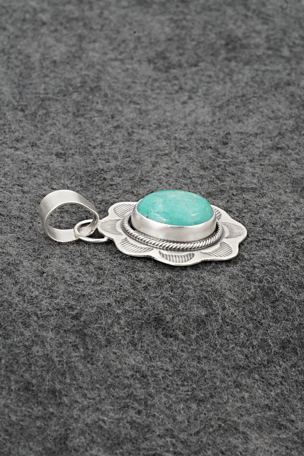 Turquoise & Sterling Silver Pendant - Cordell Platero