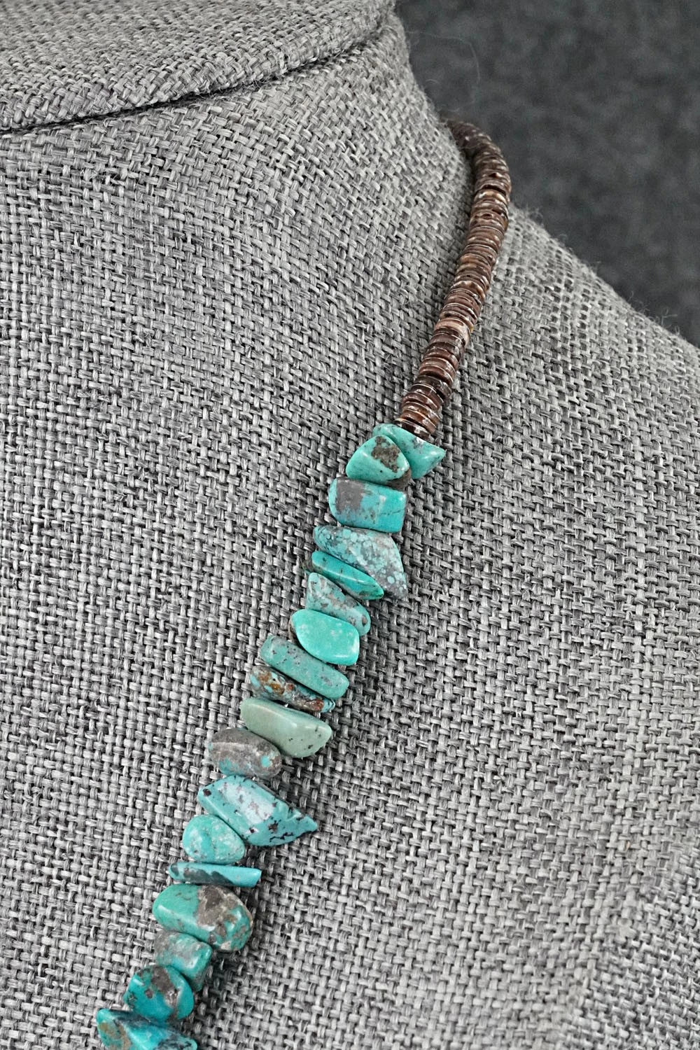 Turquoise Zuni Fetish Carving & Sterling Silver Necklace - Bernard Laiwakete
