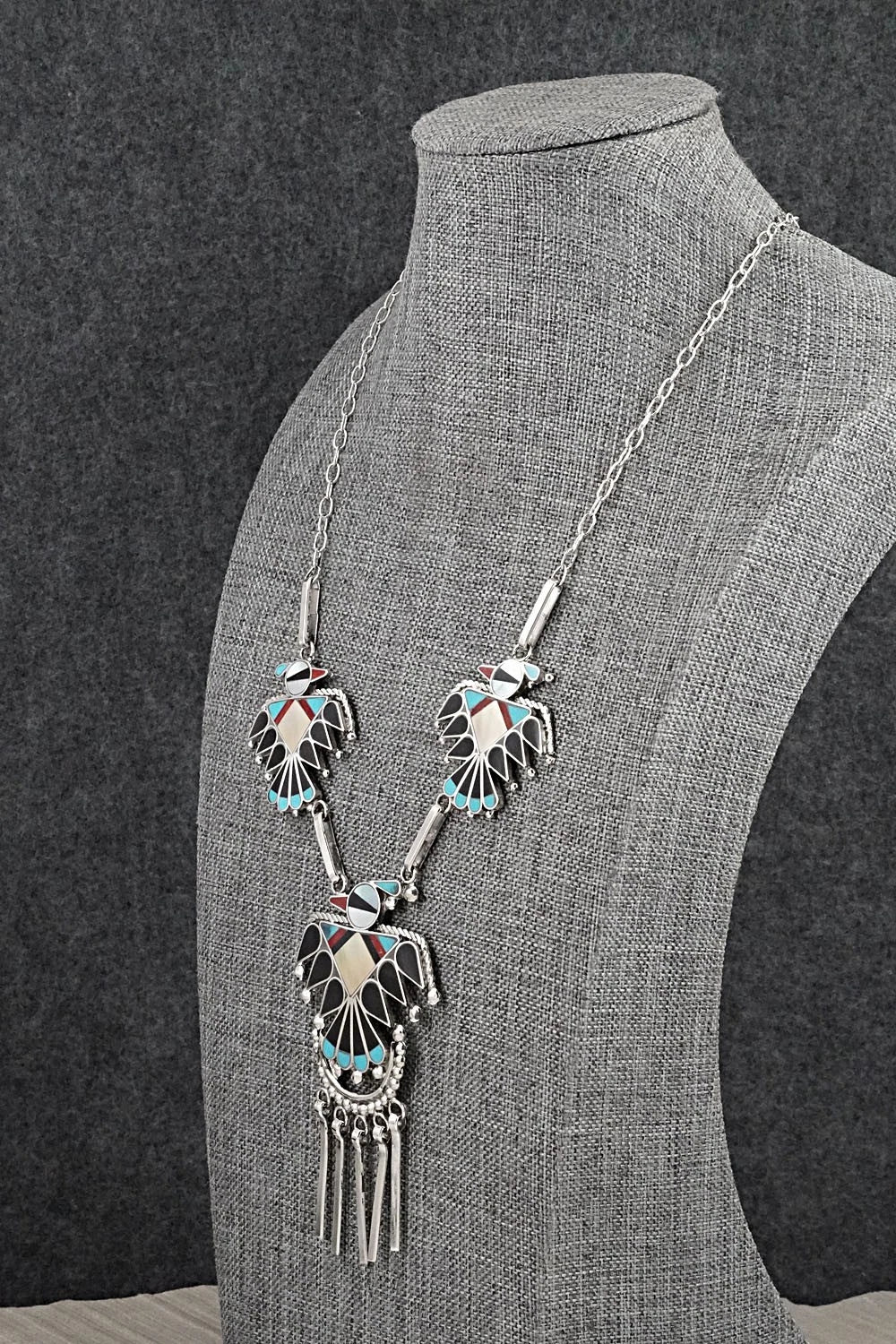Multi-Stone & Sterling Silver Inlay Necklace Set - Adrian Wallace