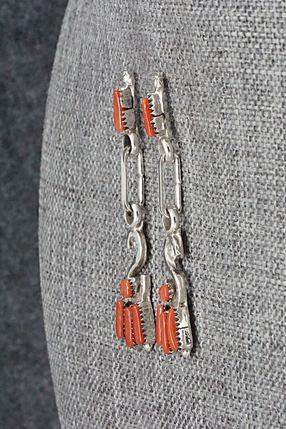 Coral & Sterling Silver Earrings - Carlene Hattie