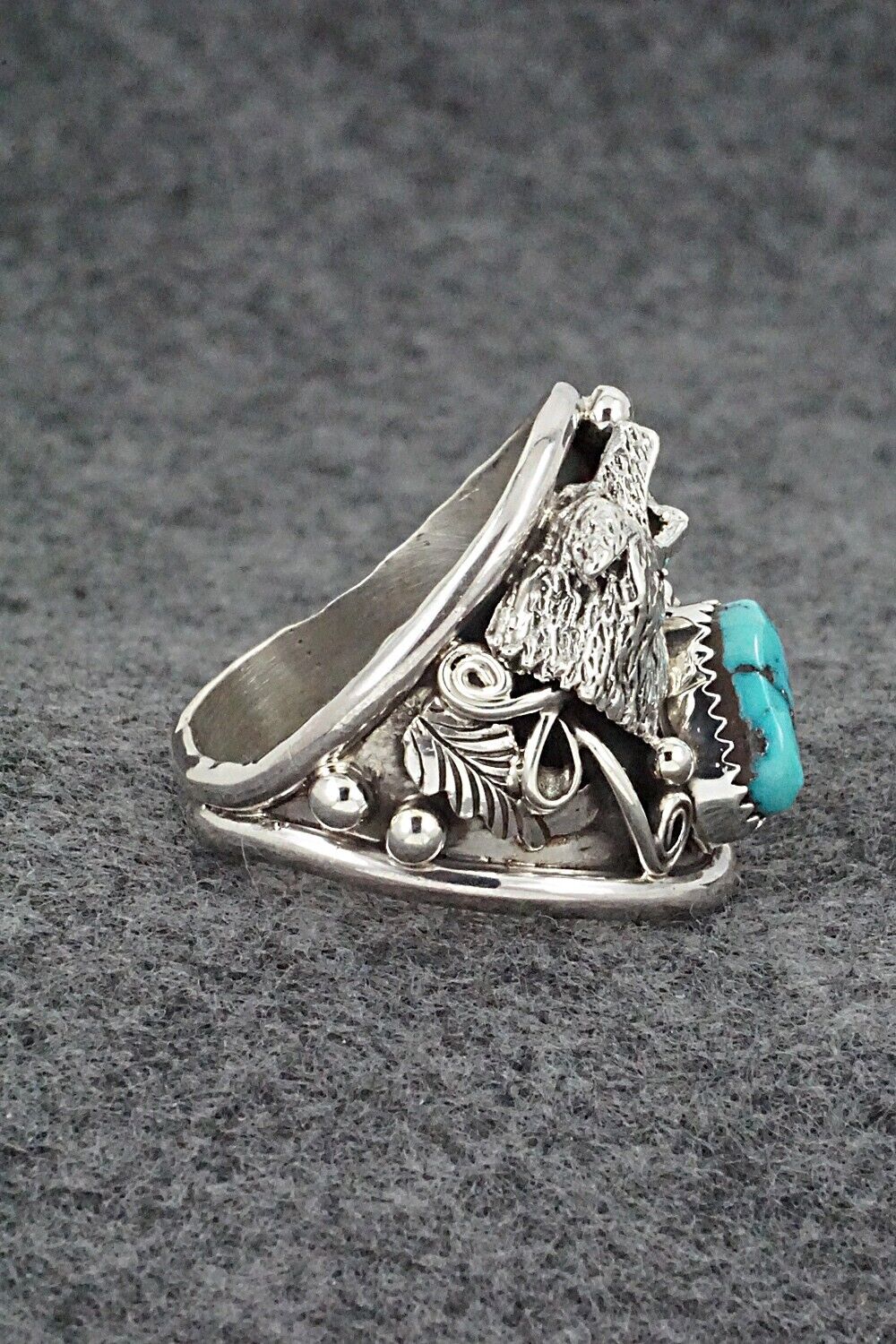Turquoise & Sterling Silver Ring - Jeannette Saunders - Size 13.5