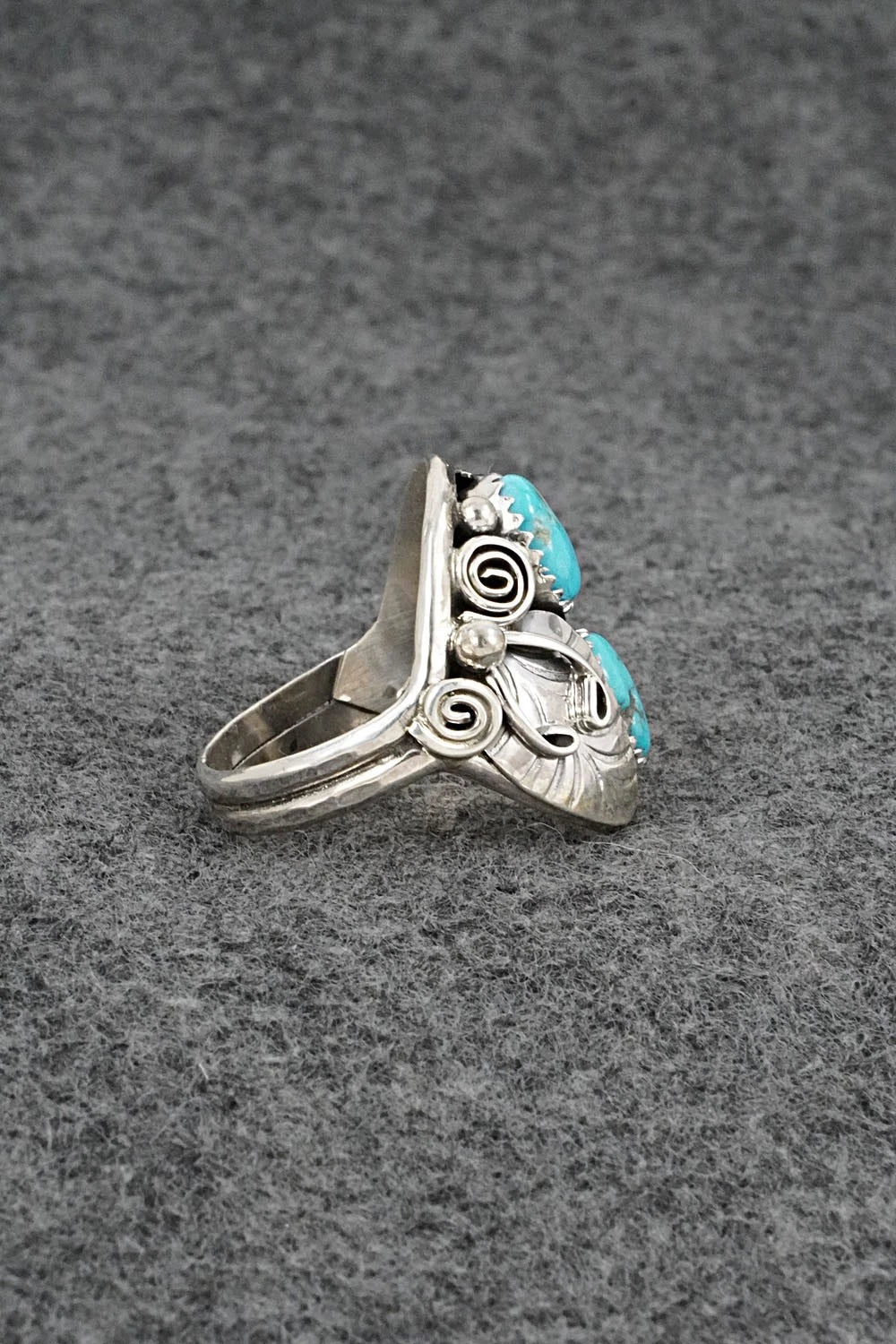 Turquoise & Sterling Silver Ring - Lorraine Brown - Size 10.75