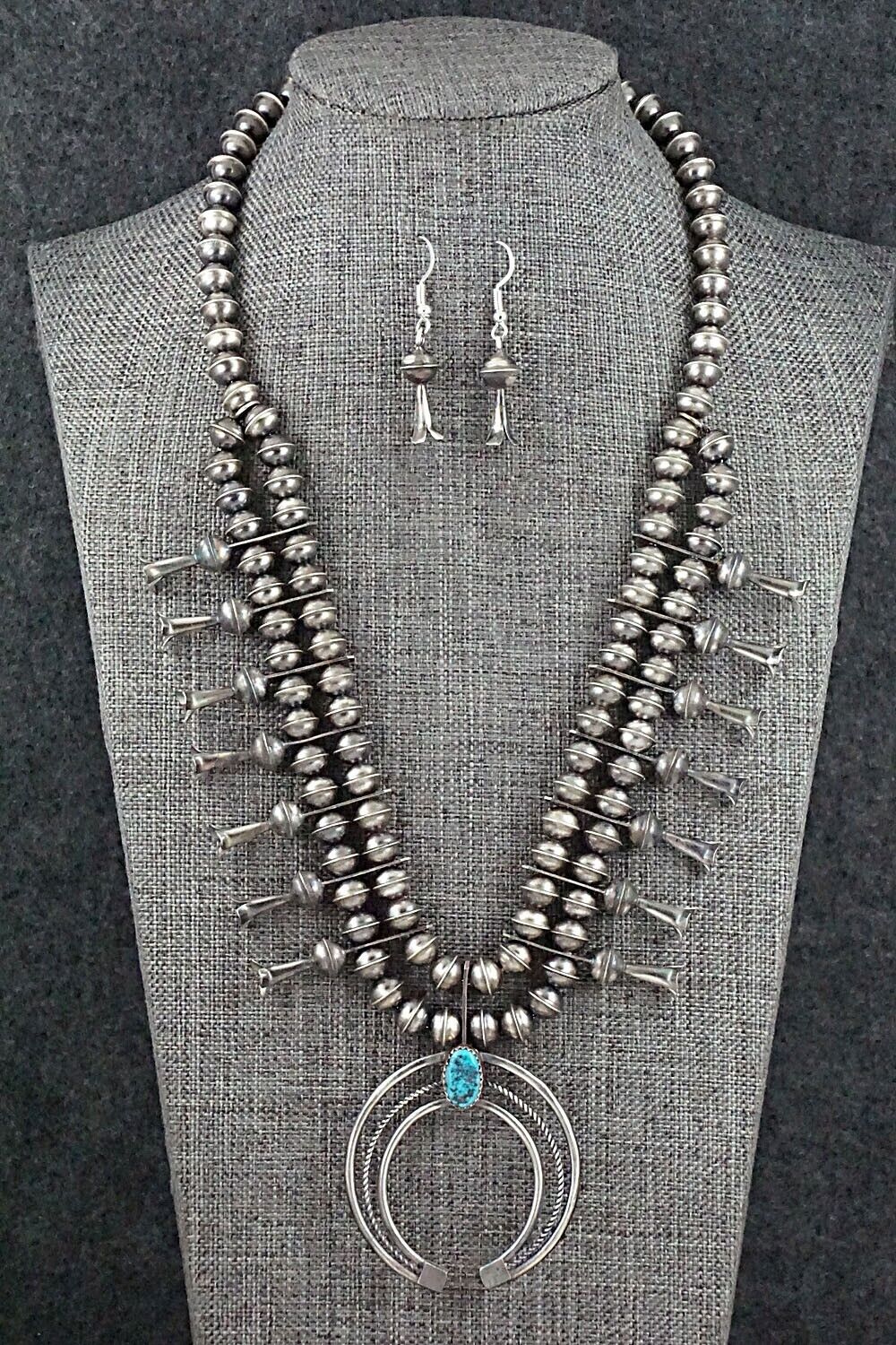 Turquoise & Sterling Silver Squash Blossom Set - Phil Garcia