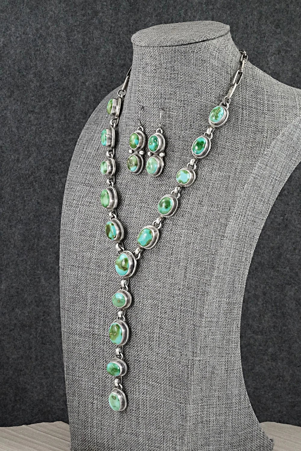 Turquoise & Sterling Silver Necklace and Earrings Set - Kathleen Livingston