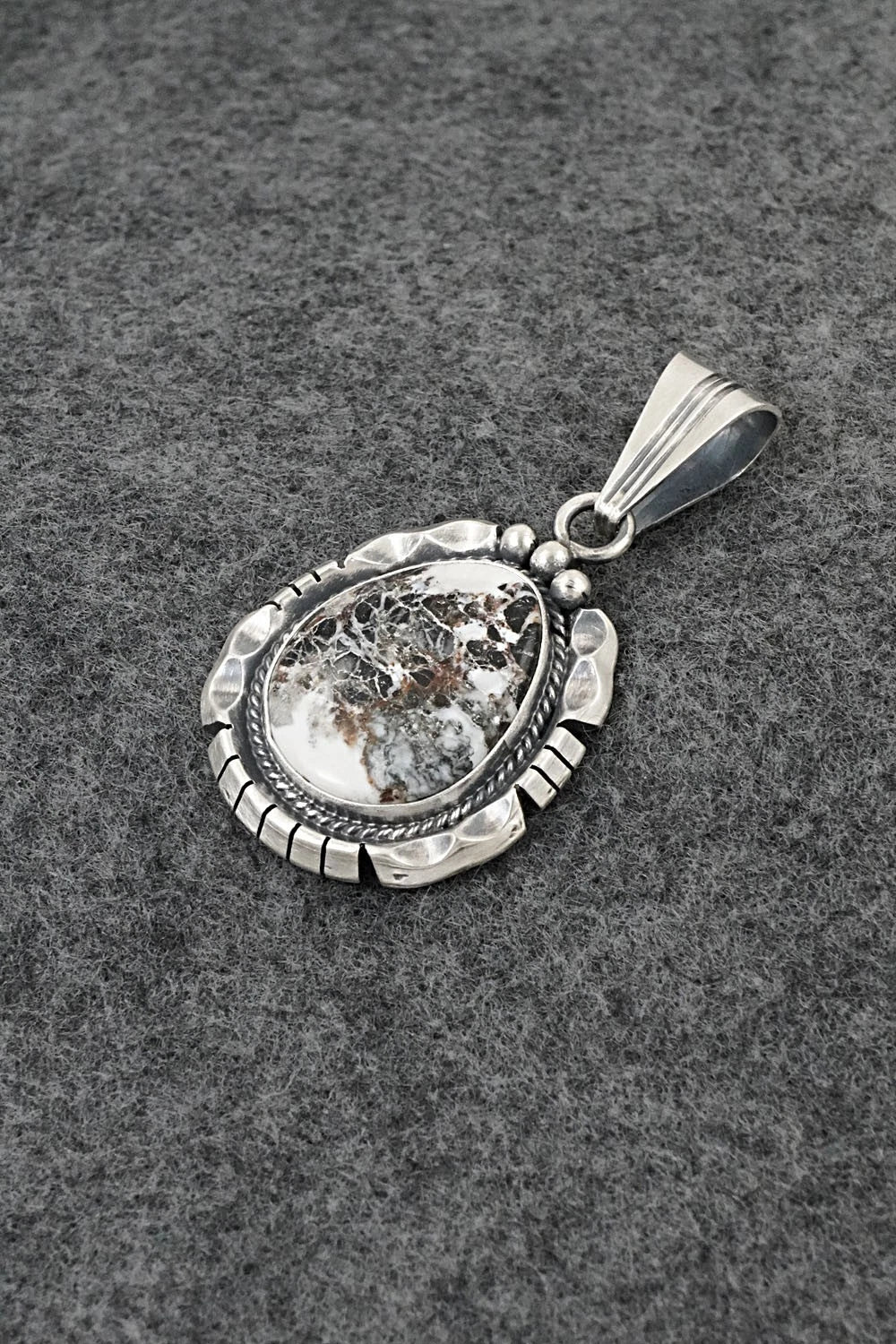 White Buffalo & Sterling Silver Pendant - Samuel Yellowhair