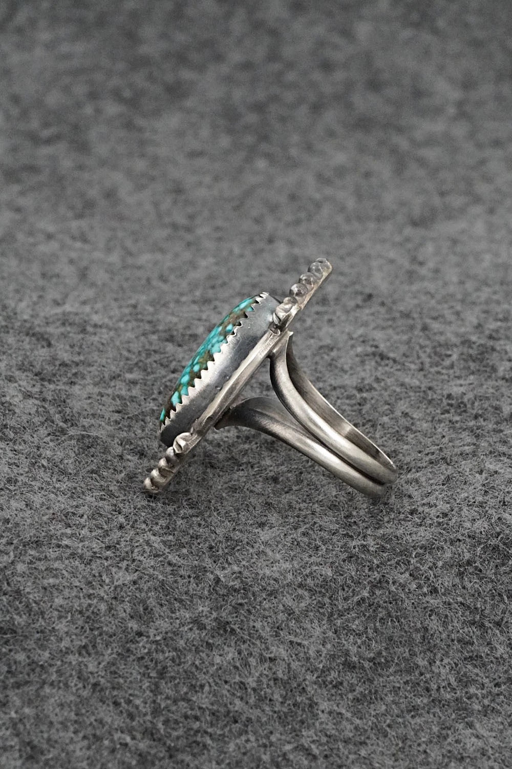Turquoise & Sterling Silver Ring - Leslie Nez - Size 8