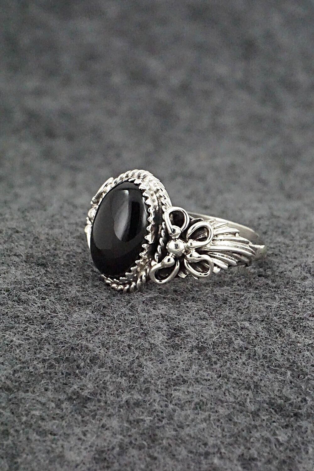 Onyx & Sterling Silver Ring - Jeannette Saunders - Size 10.5