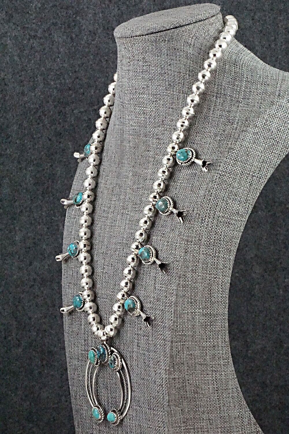 Turquoise & Sterling Silver Squash Blossom Necklace - Phil Garcia