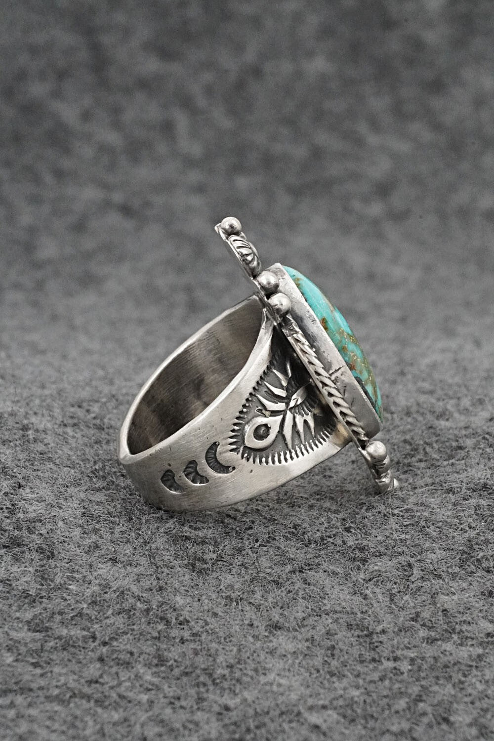 Turquoise & Sterling Silver Ring - Samuel Yellowhair - Size 7