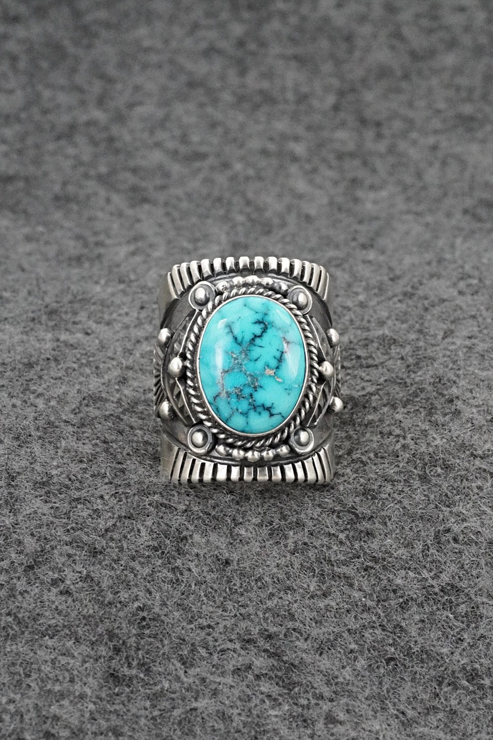 Turquoise & Sterling Silver Ring - Derrick Gordon - Size 7.5