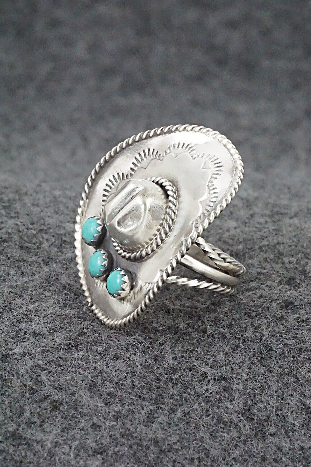Turquoise & Sterling Silver Ring - Bobby Platero - Size 5.75