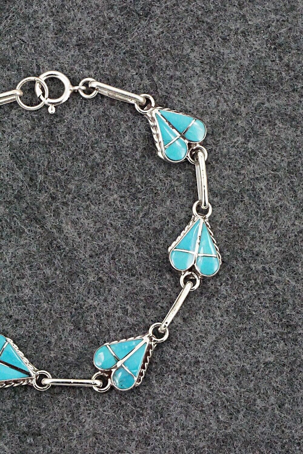 Turquoise & Sterling Silver Link Bracelet - Velda Nastacio