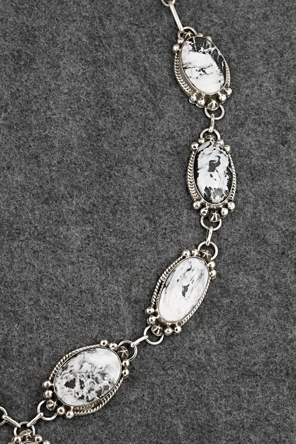 White Buffalo & Sterling Silver Necklace and Earrings Set - Vernon Johnson