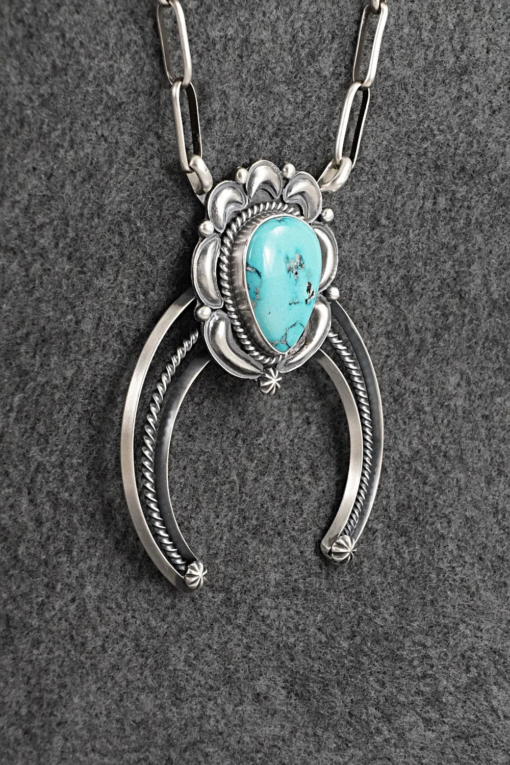Turquoise & Sterling Silver Necklace - Raymond Delgarito