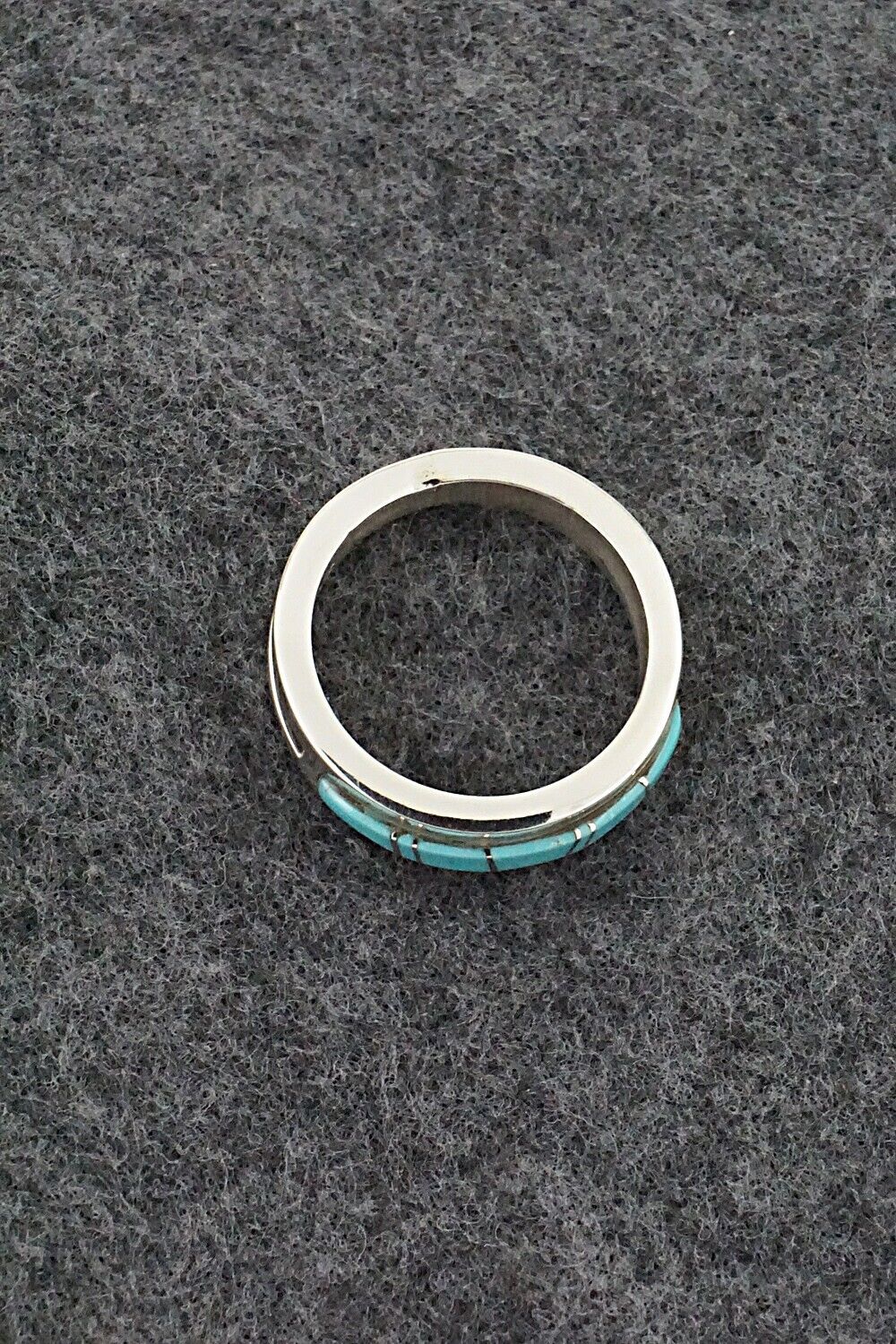 Turquoise & Sterling Silver Inlay Ring - Wilbert Muskett Jr. - Size 9.5