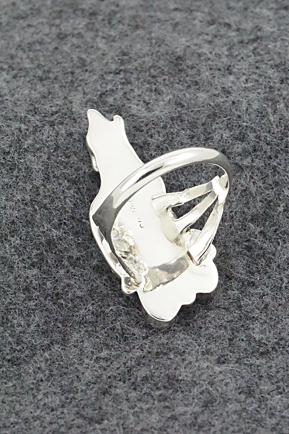 Turquoise, Coral & Sterling Silver Ring - Jerryson Henio - Size 8.5
