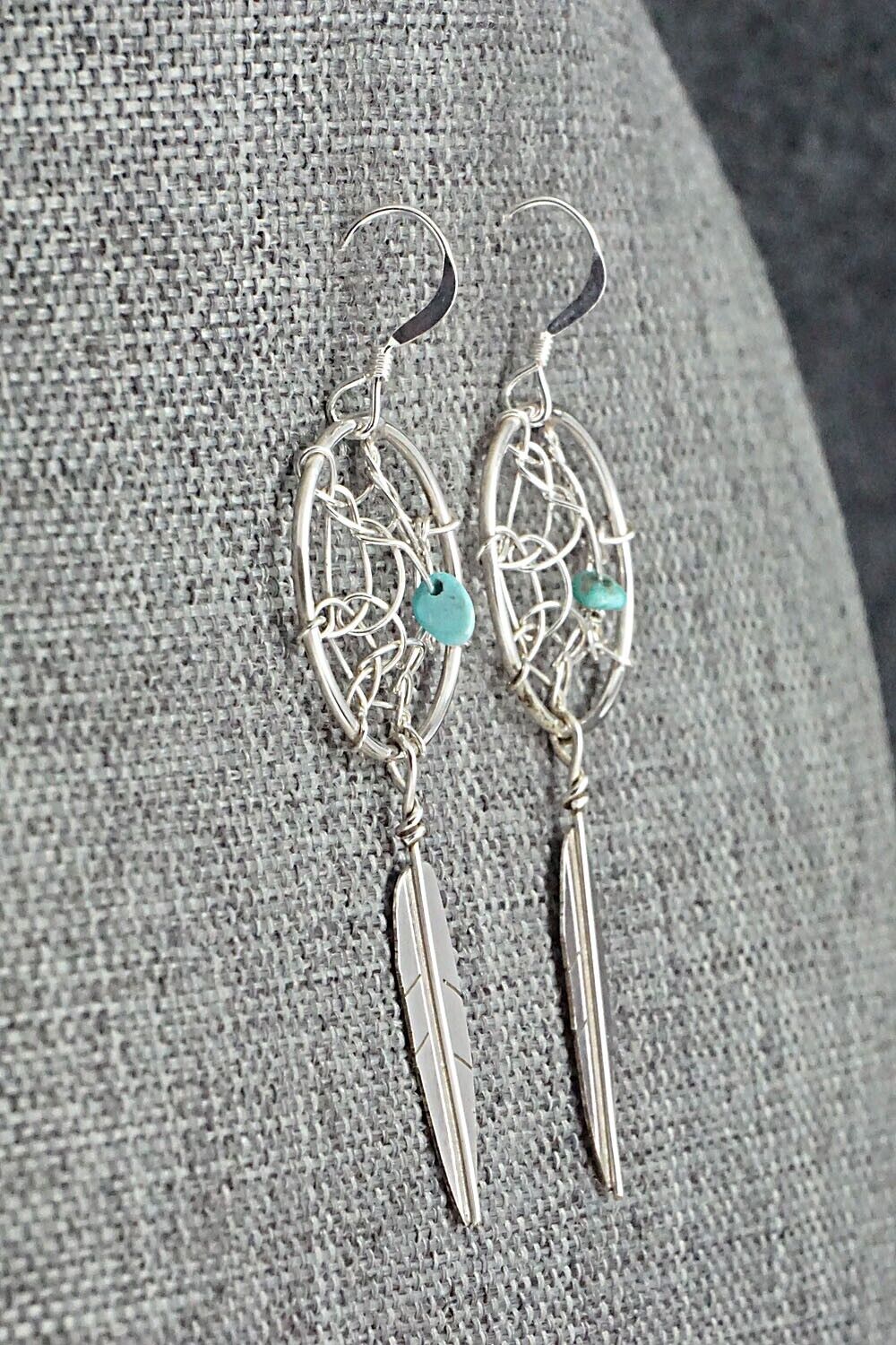 Turquoise & Sterling Silver Earrings - Lorenzo Arviso Jr.