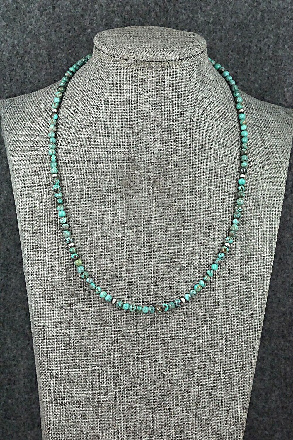 Turquoise & Sterling Silver Necklace 18" - Doreen Jake