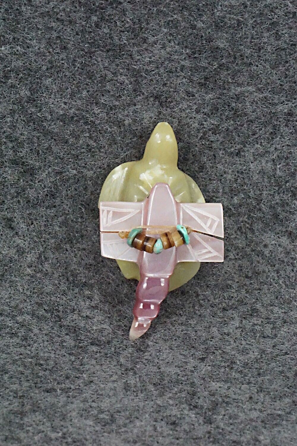 Turtle with Dragonfly Zuni Fetish Carving - Daisy Rose Leonard