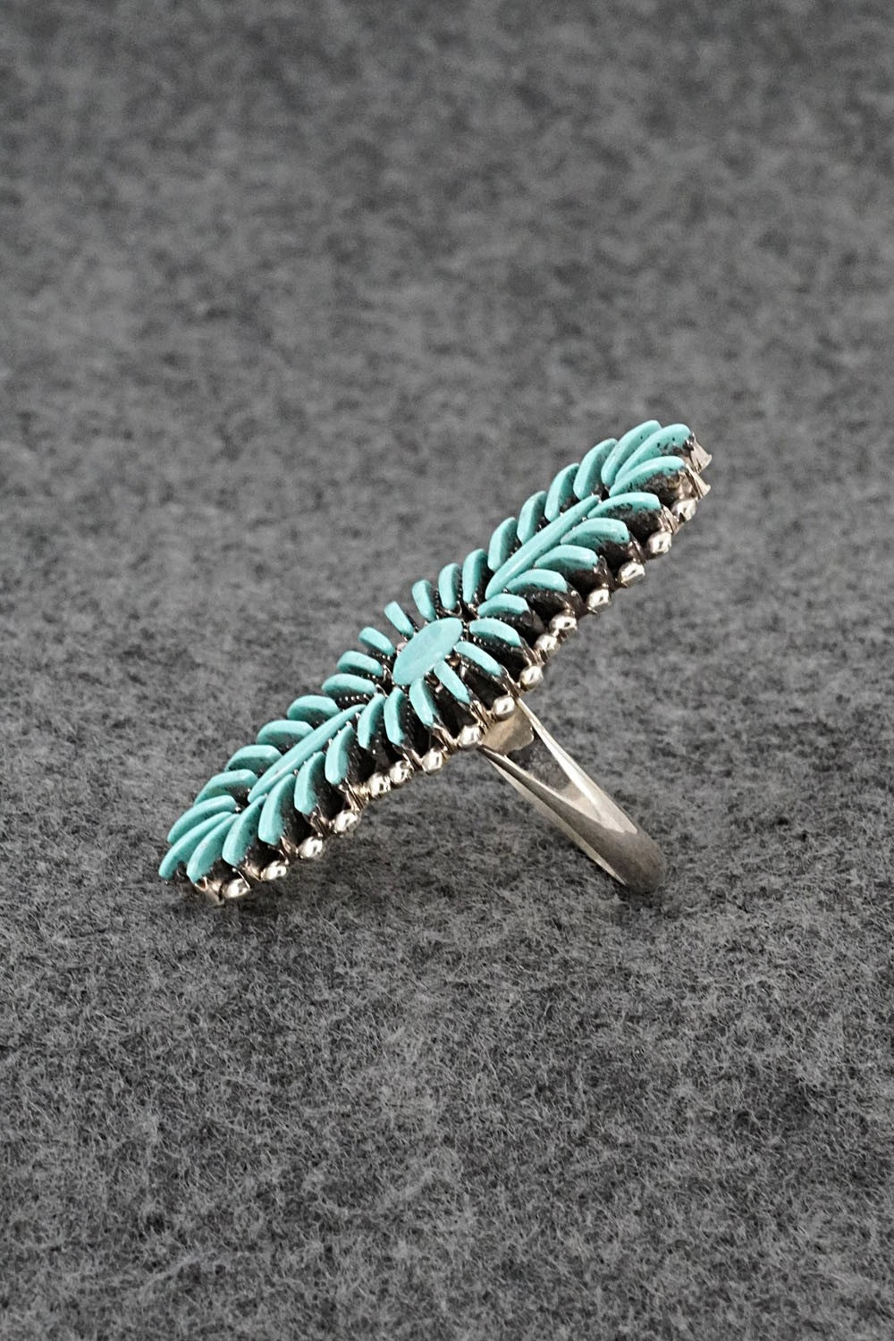 Turquoise & Sterling Silver Ring - Edmund Cooeyate - Size 7.5