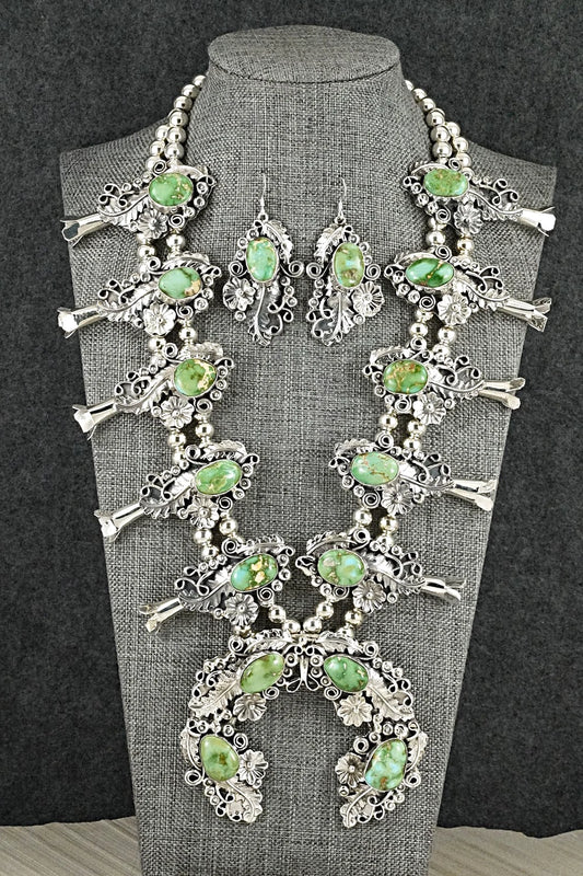 Turquoise & Sterling Silver Squash Blossom Set - Harry B. Yazzie