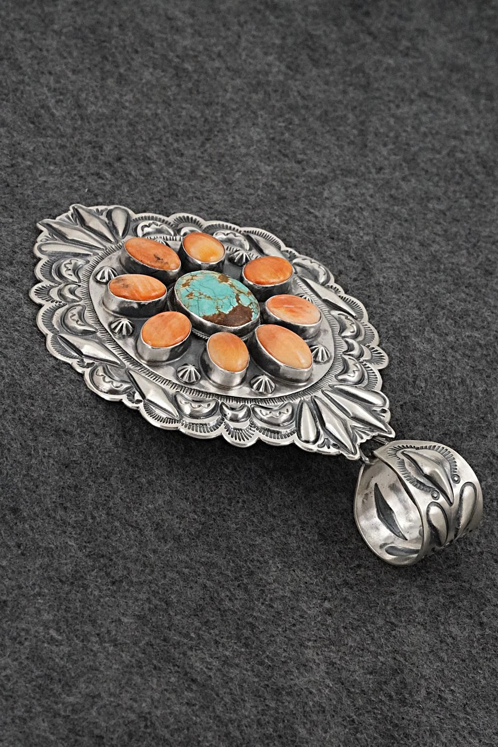 Turquoise, Spiny Oyster & Sterling Silver Pendant - Randy Boyd