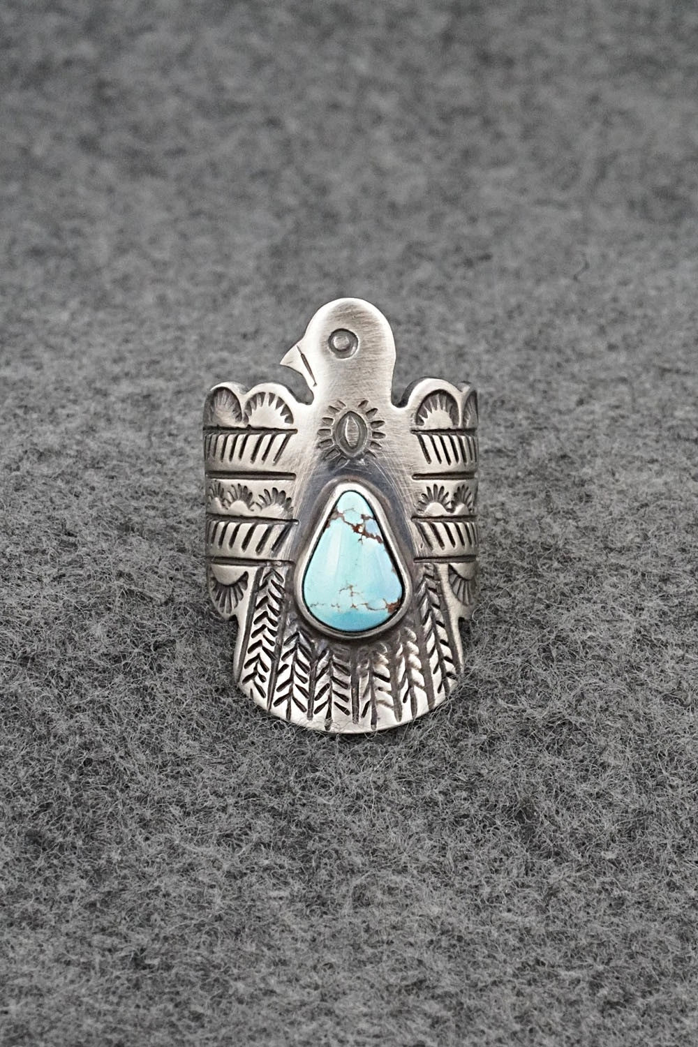 Turquoise and Sterling Silver Ring - Raymond Coriz - Size 8.5