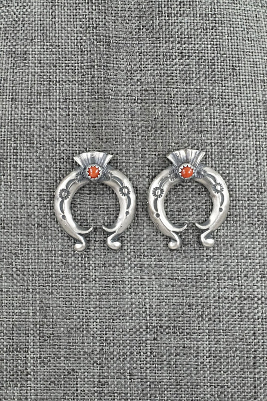 Coral & Sterling Silver Earrings - Adrienne Gordon