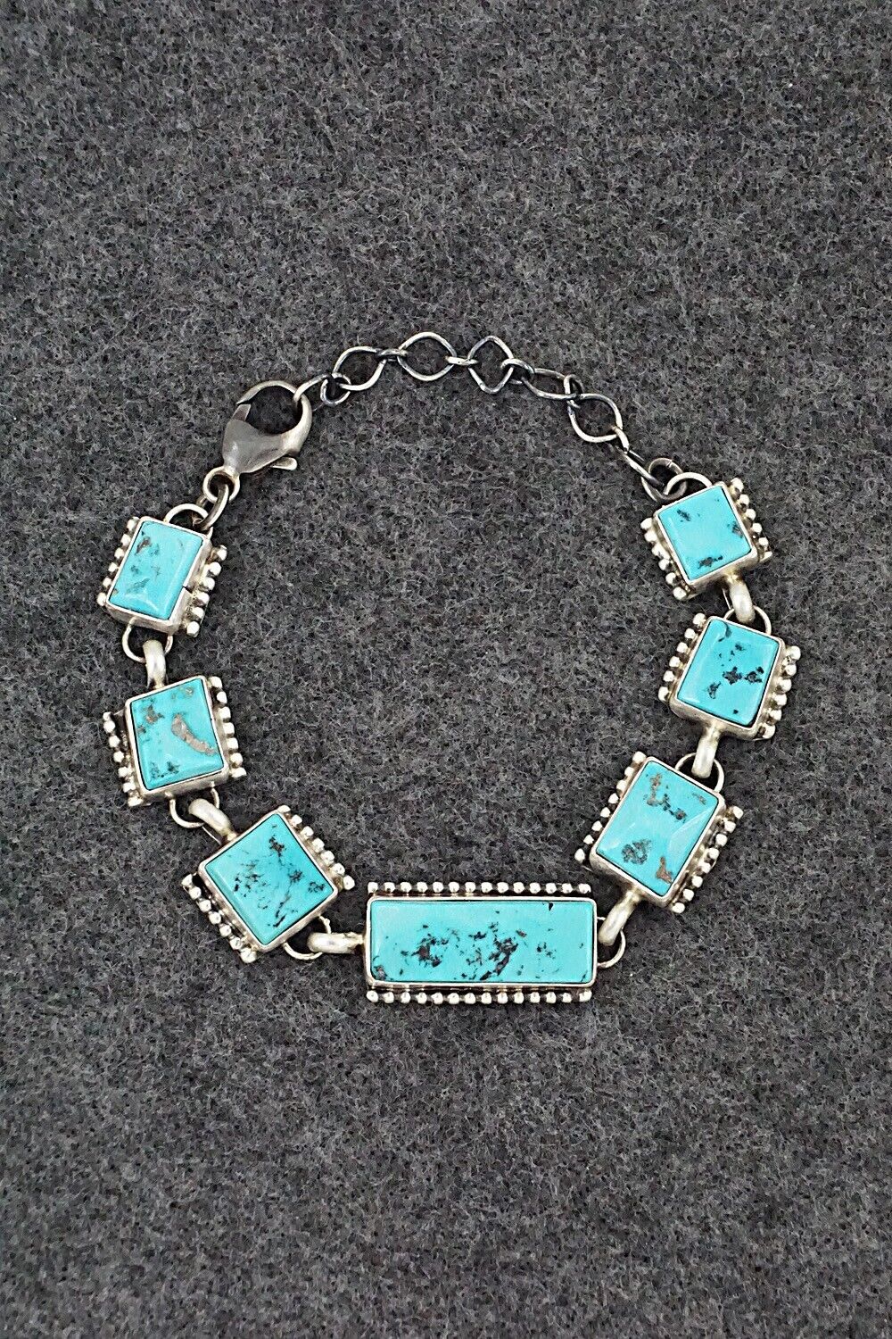 Turquoise & Sterling Silver Link Bracelet - Darrin Livingston