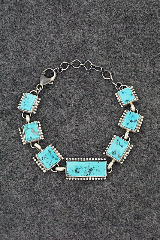 Turquoise & Sterling Silver Link Bracelet - Darrin Livingston