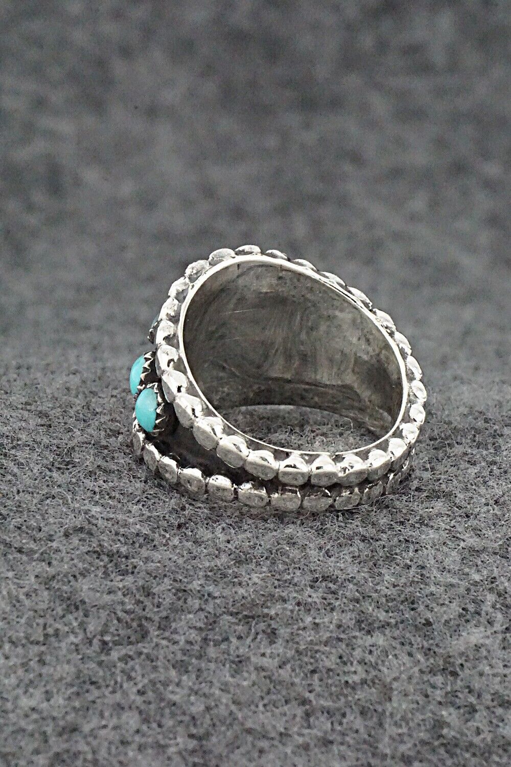 Turquoise & Sterling Silver Ring - Kenny Lonjose - Size 9