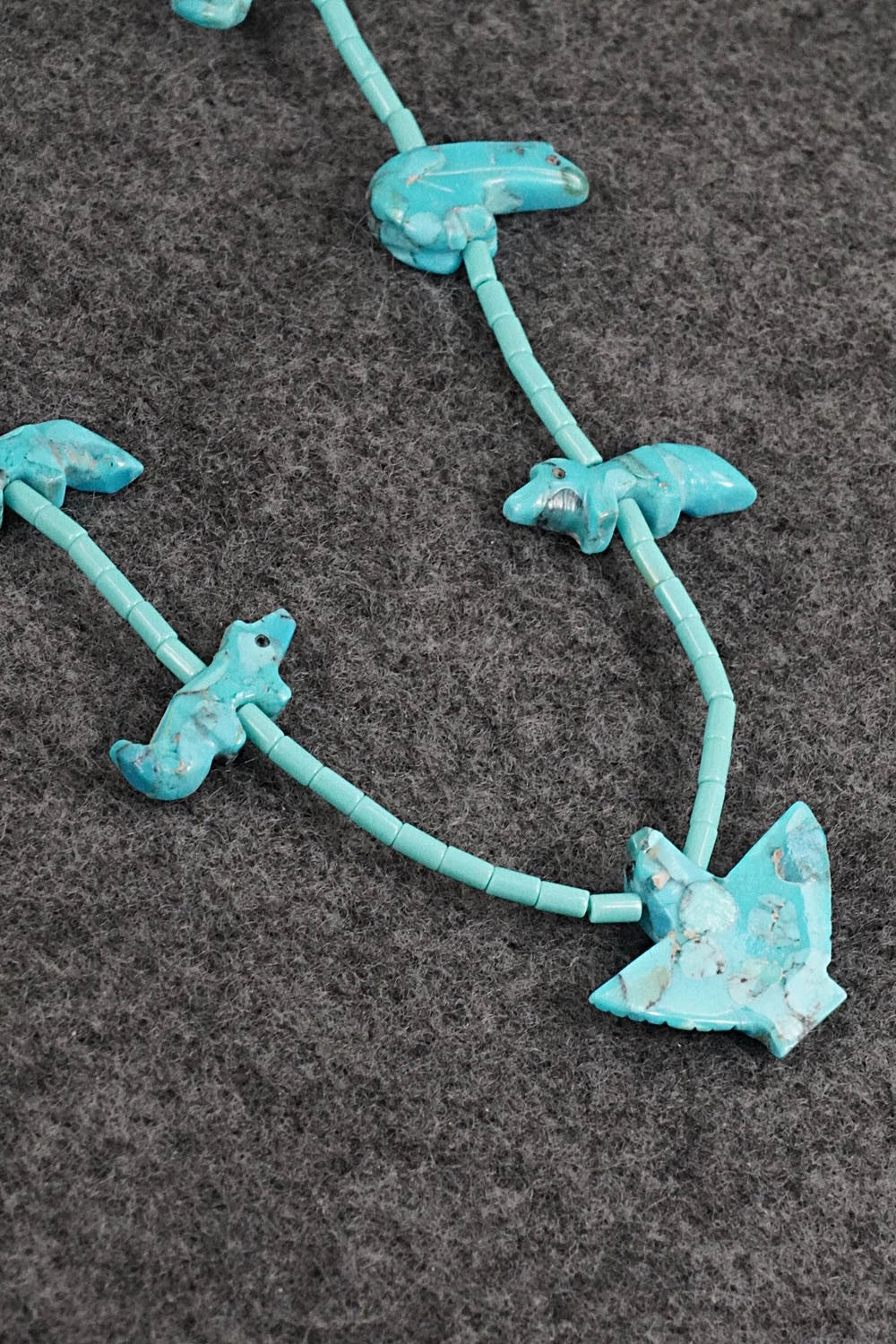 Turquoise Fetish Carving & Sterling Silver Necklace - Hector Goodluck