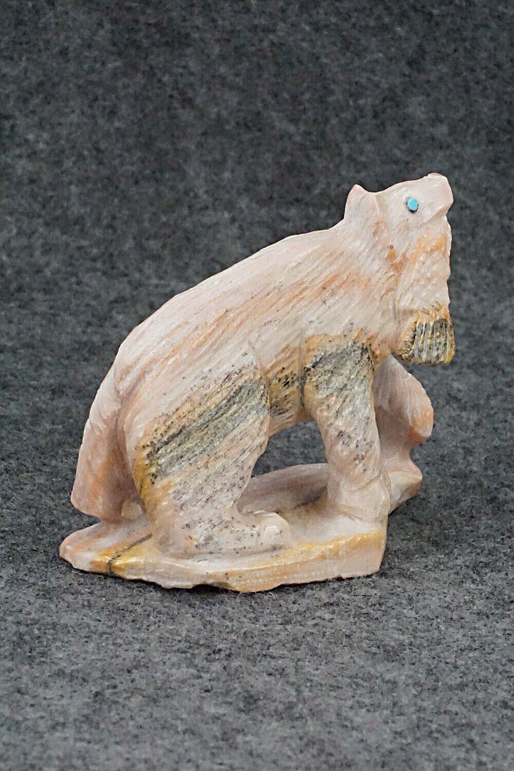 Bear with Fish Zuni Fetish Carving - Derrick Kaamasee