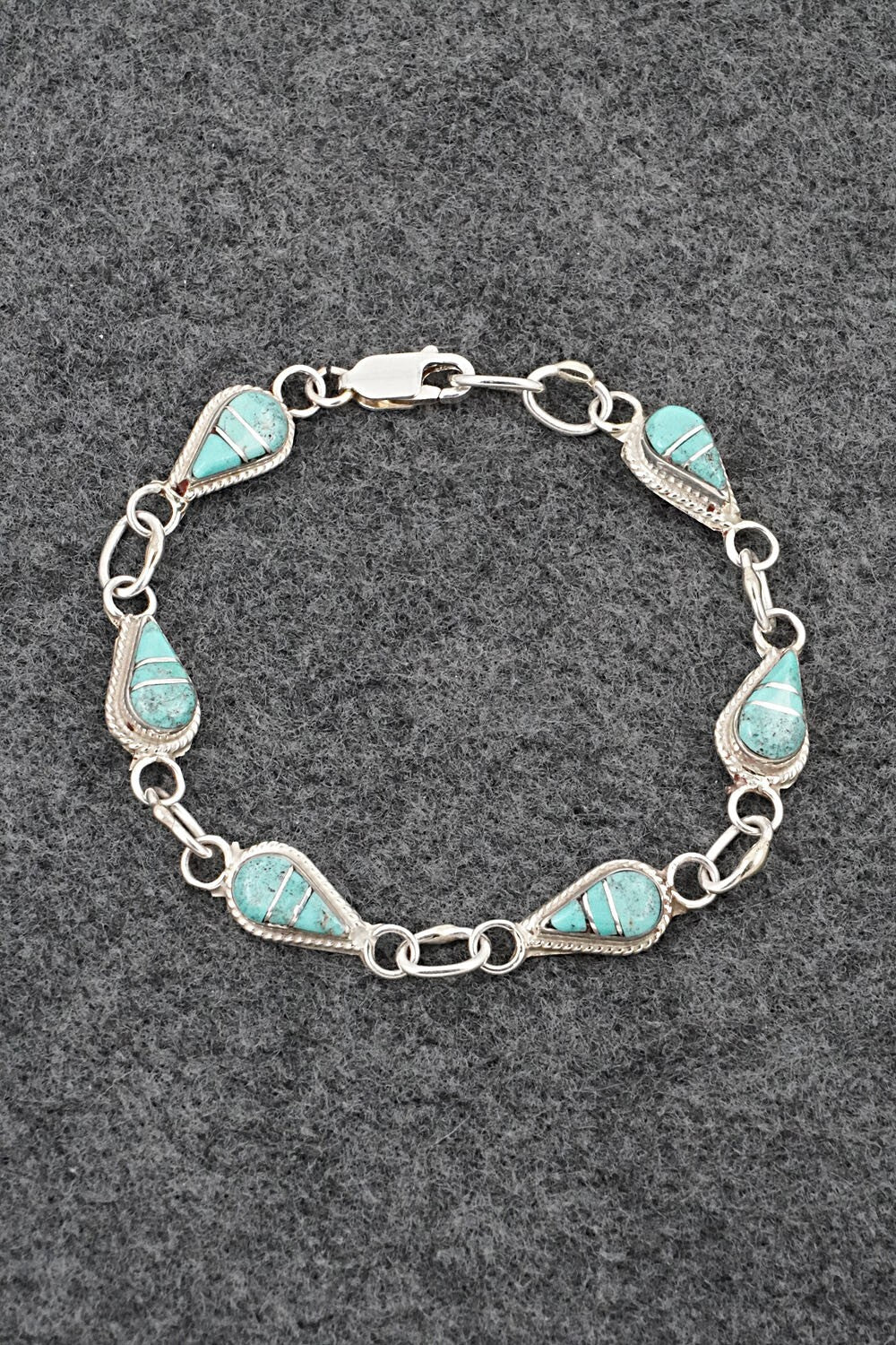Turquoise & Sterling Silver Link Bracelet - Terrance Panteah