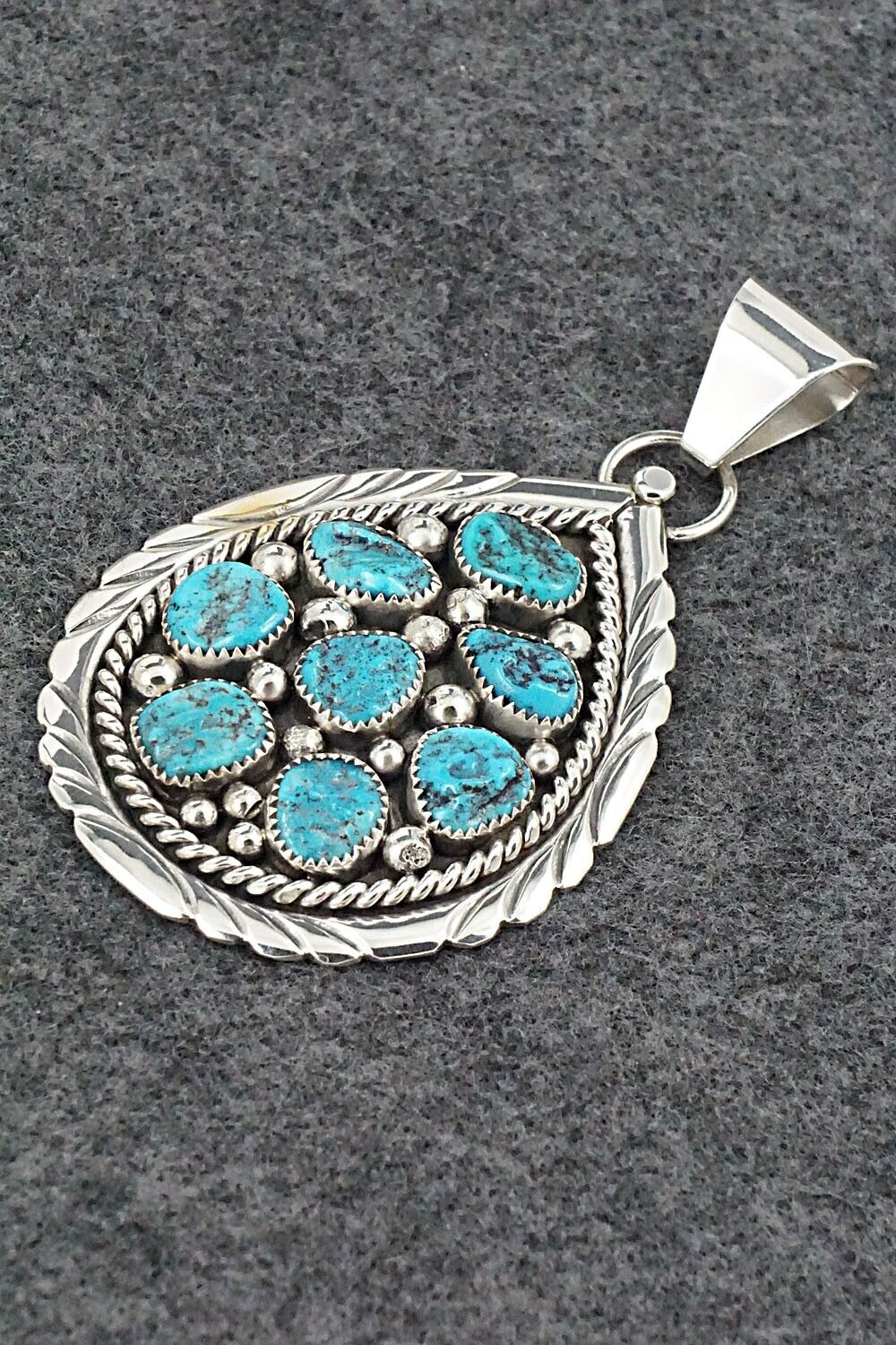 Turquoise & Sterling Silver Pendant - Chester Charley