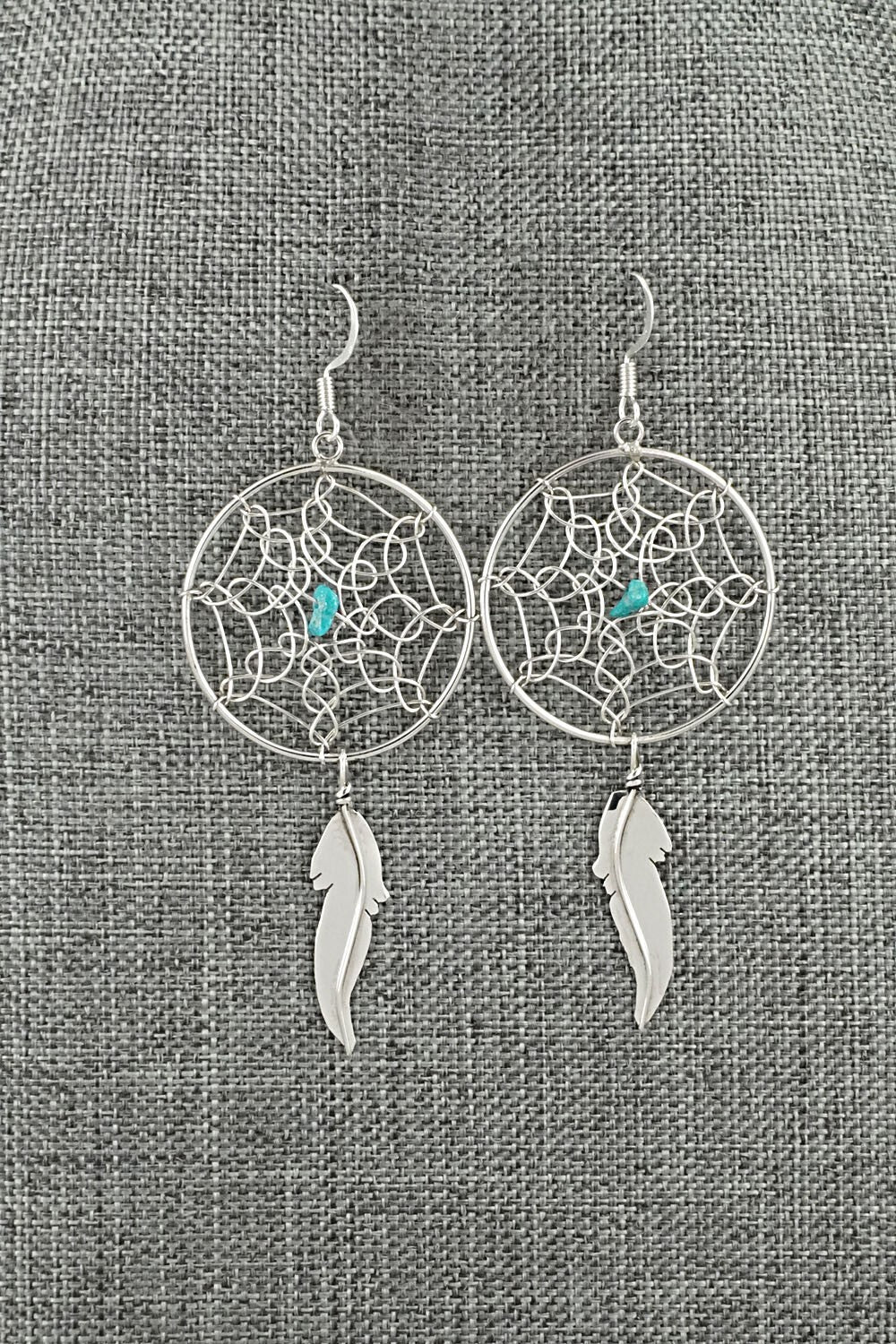 Turquoise & Sterling Silver Earrings - Lorenzo Arviso Jr.