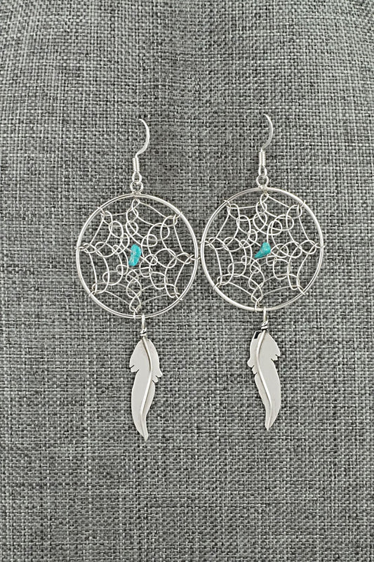 Turquoise & Sterling Silver Earrings - Lorenzo Arviso Jr.
