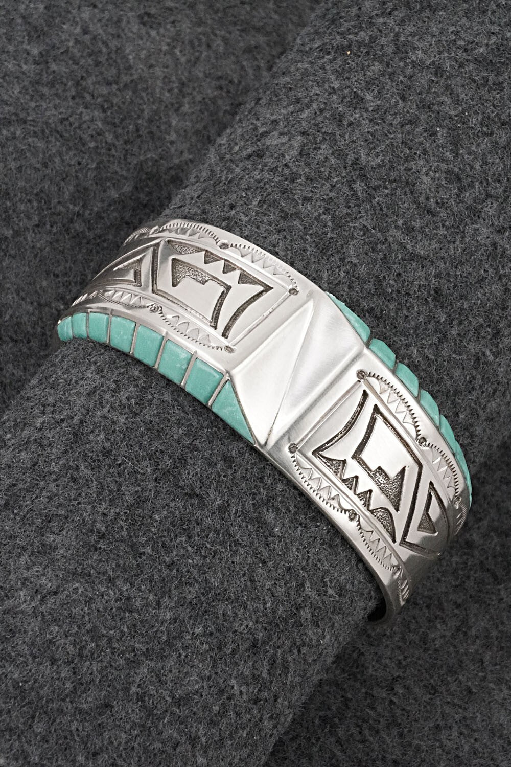 Turquoise & Sterling Silver Bracelet - Leonard Jim