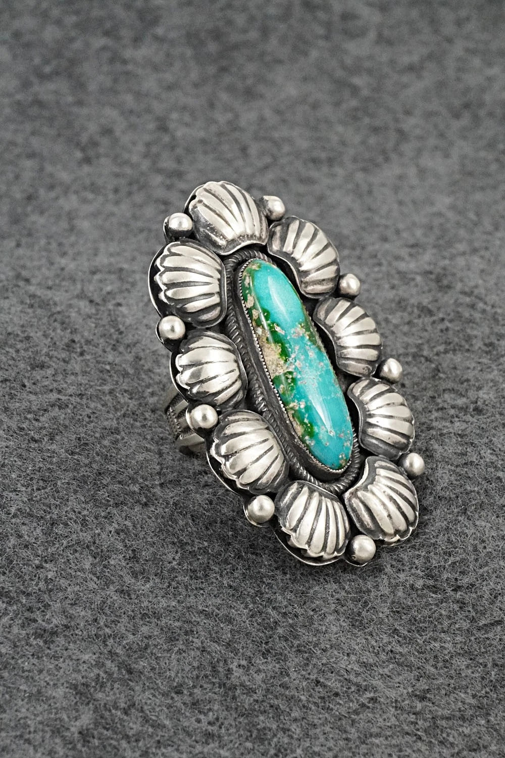 Turquoise & Sterling Silver Ring - Calvin Martinez - Size 8