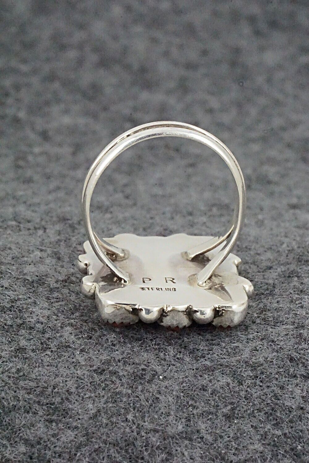 Coral & Sterling Silver Ring - Priscilla Reeder - Size 8