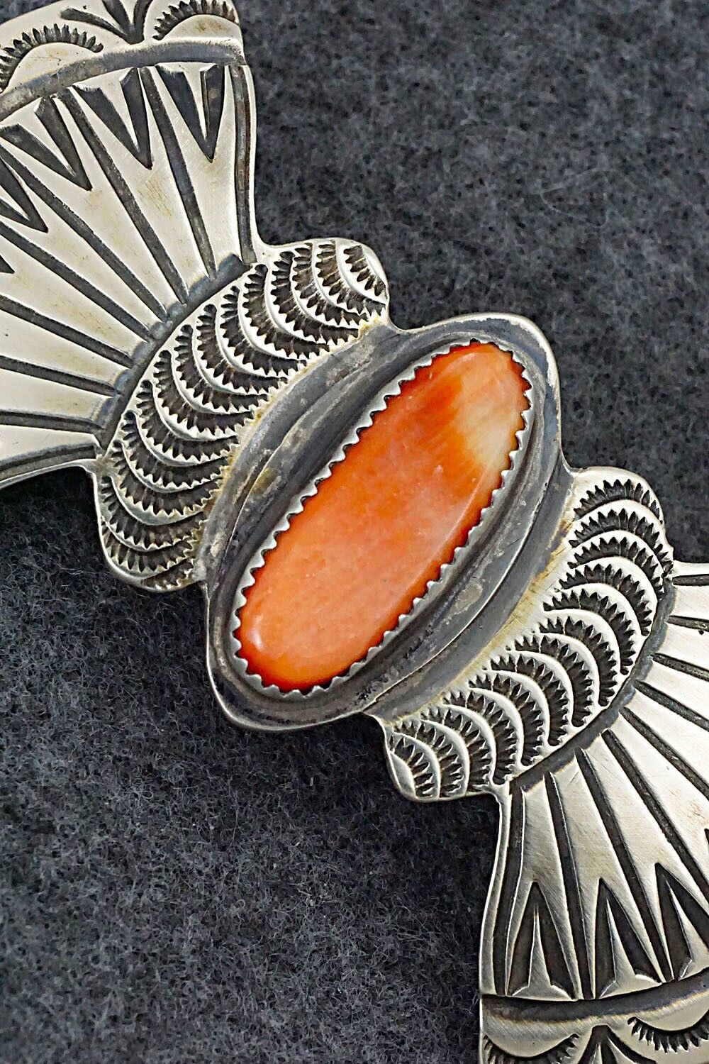 Spiny Oyster & Sterling Silver Hair Barrette - Martha Cayatineto