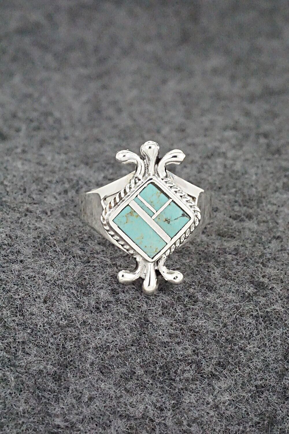 Turquoise & Sterling Silver Inlay Ring - James Manygoats - Size 7