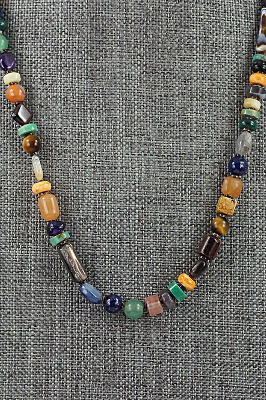 Multi Stone and Sterling Silver Necklace - Marcella Teller
