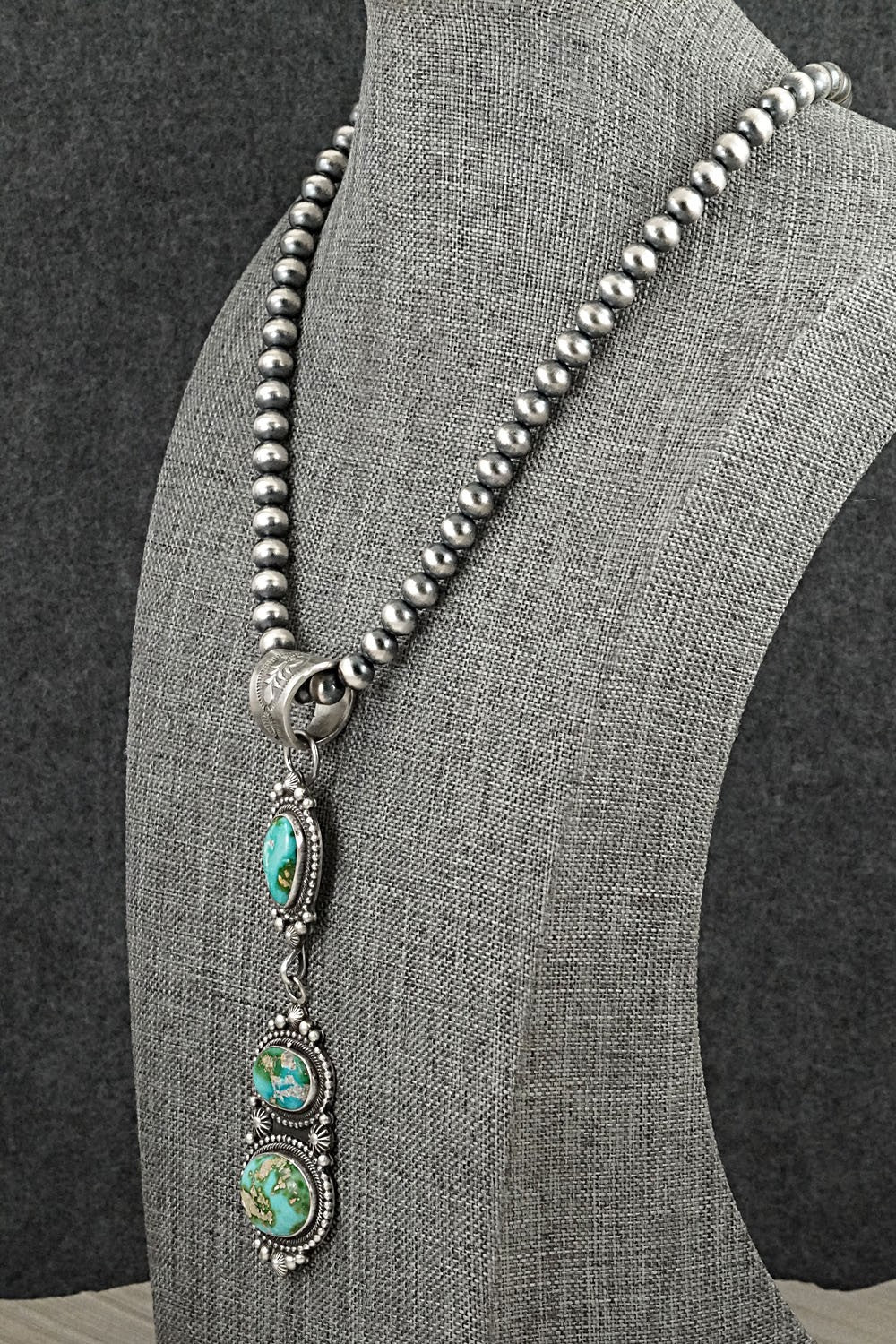 Turquoise & Sterling Silver Necklace - Tom Lewis