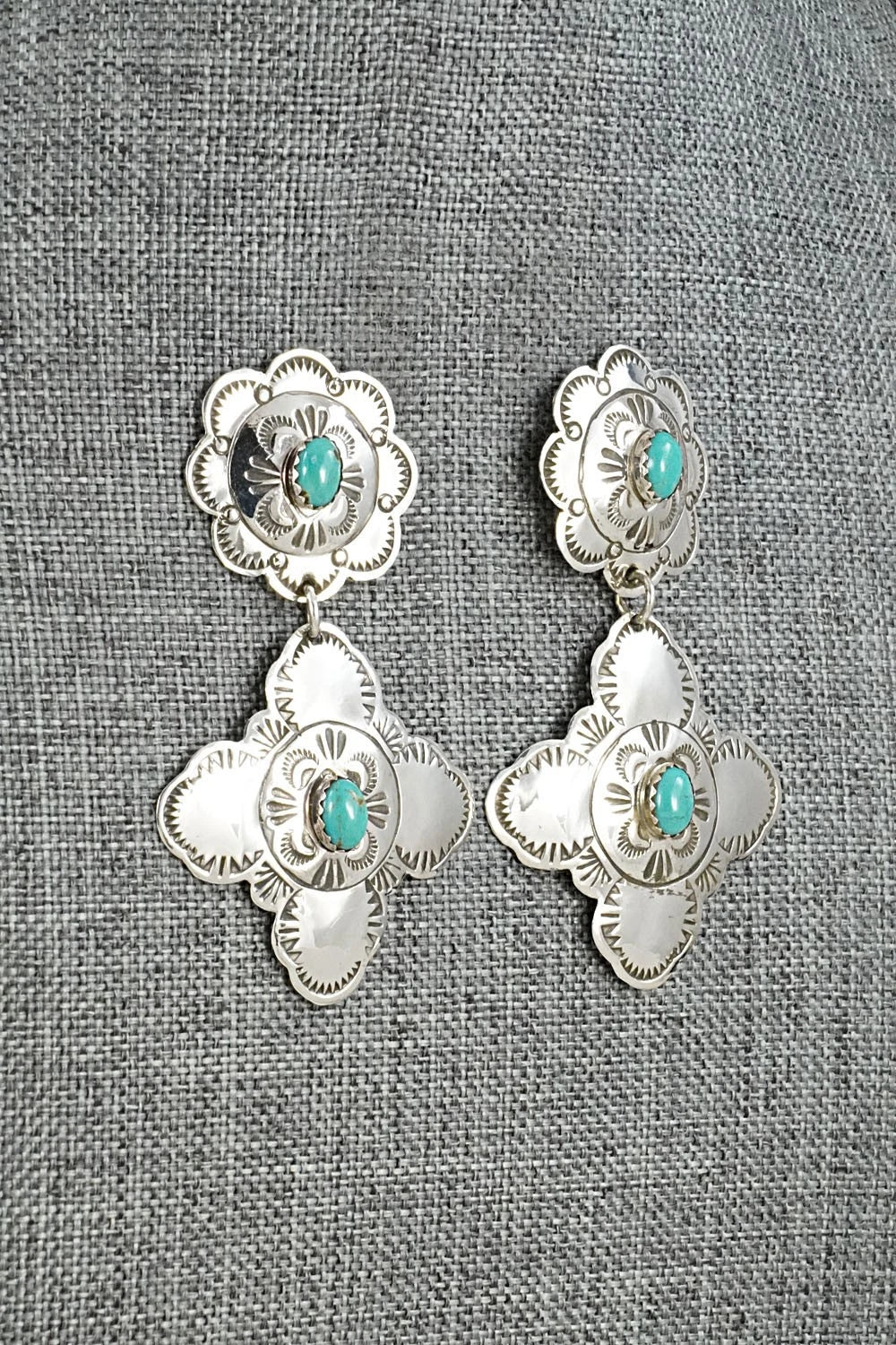 Turquoise & Sterling Silver Earrings - Bertha Begay
