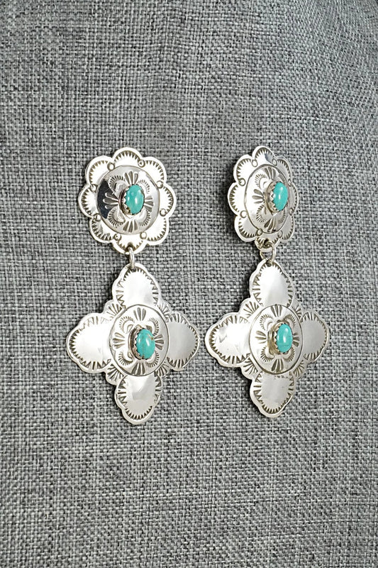 Turquoise & Sterling Silver Earrings - Bertha Begay