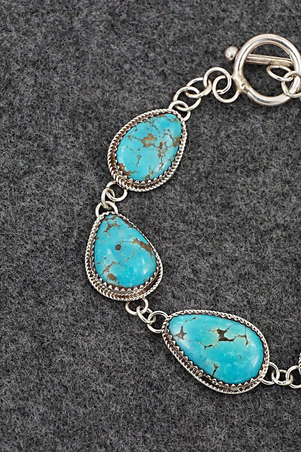 Turquoise & Sterling Silver Link Bracelet - Ernest Hawthorne