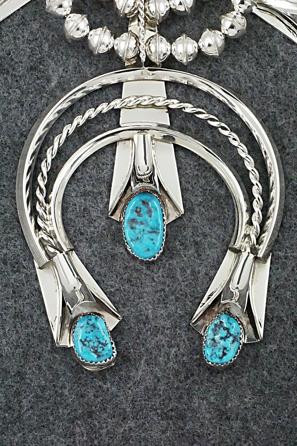 Turquoise & Sterling Silver Squash Blossom Set - Louise Yazzie