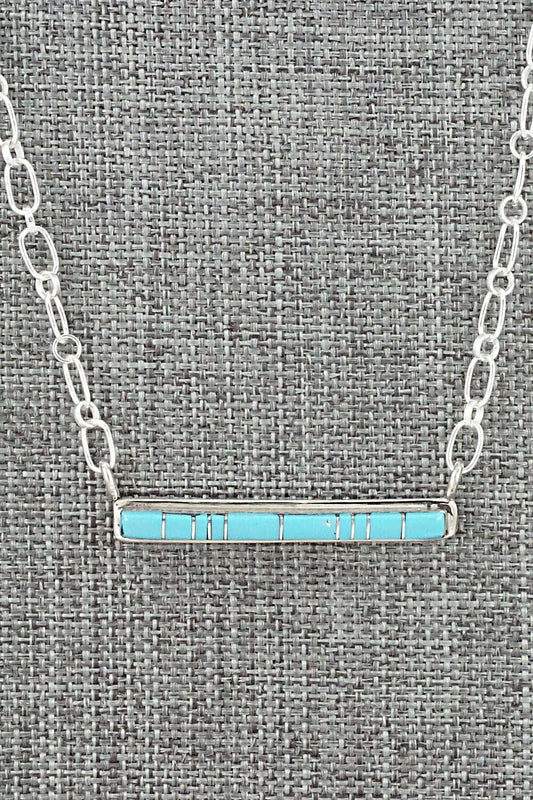 Turquoise & Sterling Silver Necklace - Roland Natachu