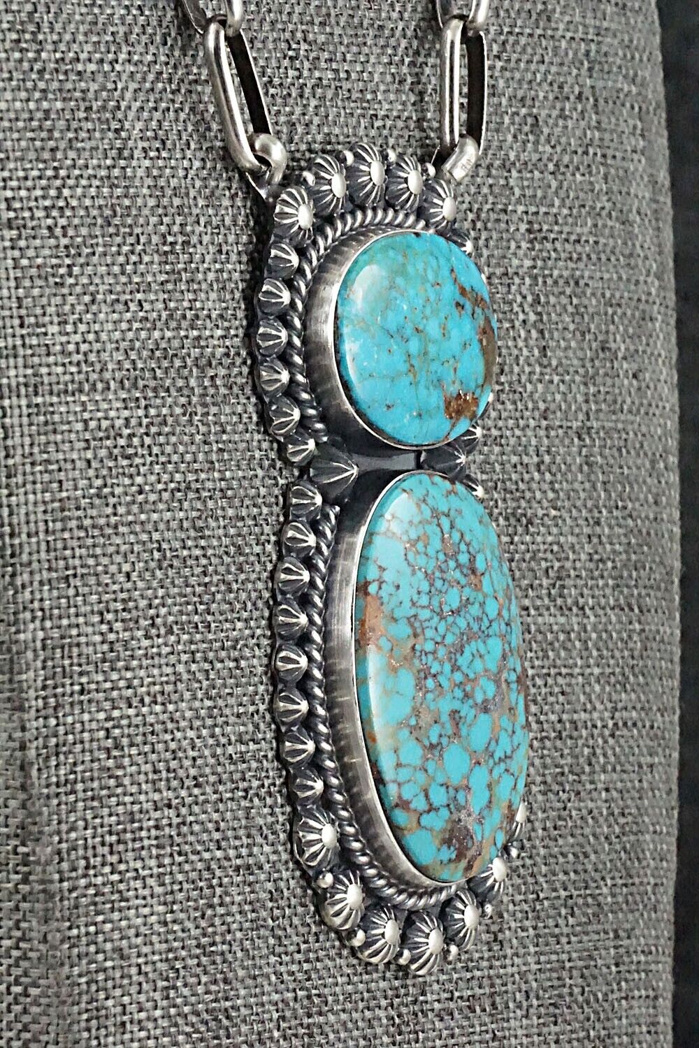Turquoise & Sterling Silver Necklace - Raymond Delgarito